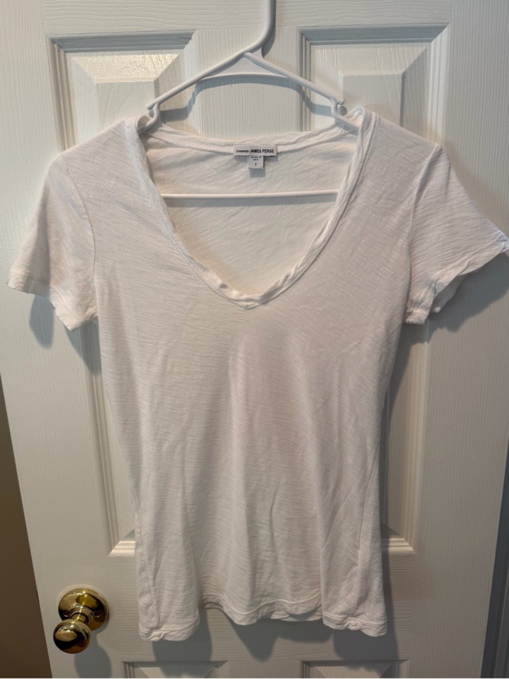 James Perse White V-Neck T-Shirt Women’s Size 1 Made in USA